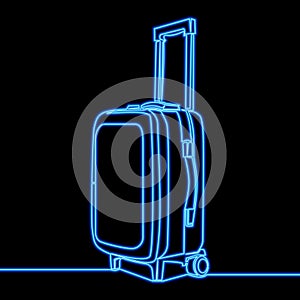 Travel luggage bag icon neon vector illustration concept
