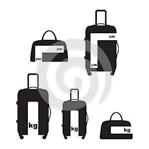 Travel Luggage and Baggage Information Allowance Size and weight Sign Symbol