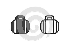 Travel luggage flat vector illustration glyph style design with 2 style icons black and white