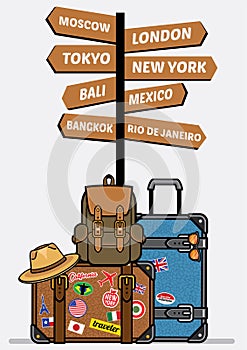 Travel luggages with sign