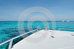 Travel by luxury speed boat at Beautiful blue sea