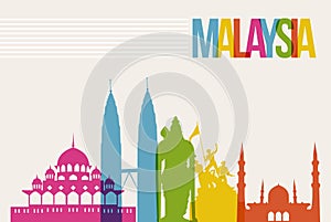 Travel Malaysia destination landmarks skyline background