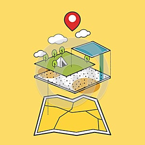 Travel Map Icon Vector Illustration Concept