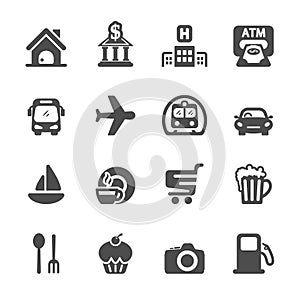 Travel map location icon set, vector eps10