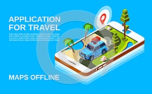 Travel maps application vector illustration