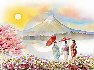 Travel Mount Fuji of Japan - Famous landmarks of the Asian