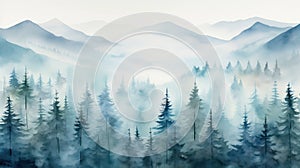 Beautiful foggy fog tree nature background mist landscape morning mountain forest