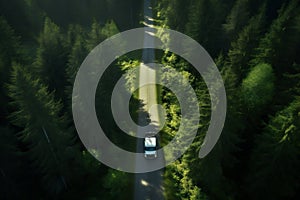 Travel nature forest landscape aerial view green trees transportation road