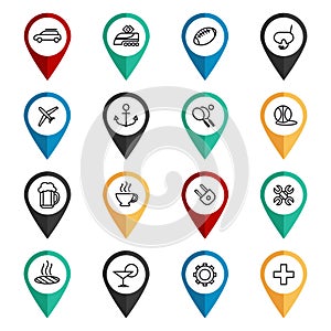 Travel navigation icons set