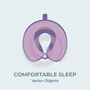 Travel neck pillow vector isolated. Comfortable sleep illustration item vector, good sleep