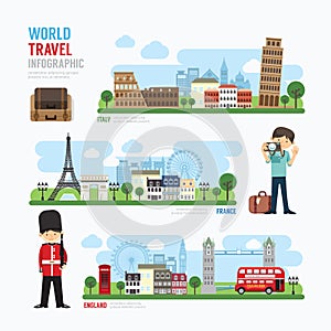 Travel and outdoor Europe Landmark Template Design Infographic. photo