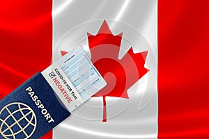 Travel passport, boarding pass and Proof of COVID-19 negative test to Canada