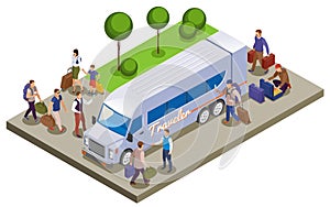 Travel People Isometric Composition