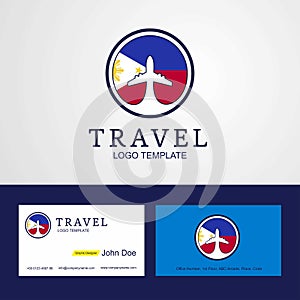 Travel Phillipines Creative Circle flag Logo and Business card d