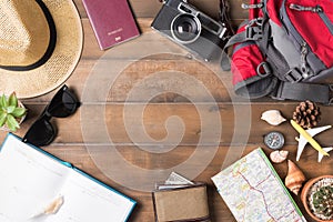 Travel plan, trip vacation accessories for trip, tourism mockup