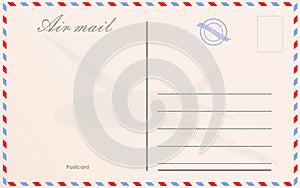Travel postcard in air mail style with paper texture