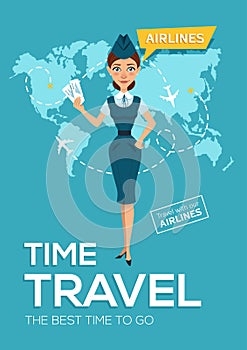 Travel poster of airline. Best time to travel.