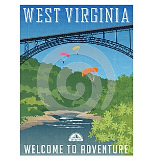 Cestovat plakát nebo. sjednocený státy západ virginie 