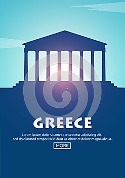 Travel poster to Greece. Landmarks silhouettes. Vector illustration.