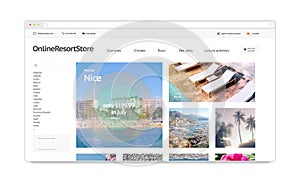 Travel resort webstore web site template mockup isolated,
