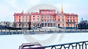 Travel Saint-Petersburg Russia. City landscape with historic palace building. Saint Michael's Castle. Mikhailovskiy