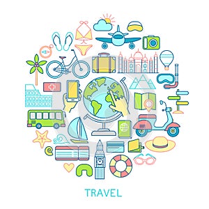 Travel set -line icons.