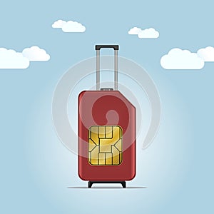 Travel SIM vector illustration. Roaming. Luggage.