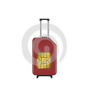 Travel SIM vector illustration. Roaming. Luggage