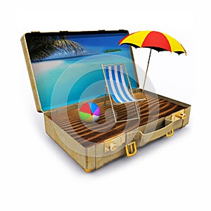 Travel Suitcase with Beach Chair and Umbrella