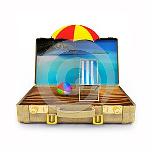 Travel Suitcase with Beach Chairs and Umbrella