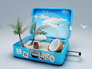 Travel suitcase. beach vacation