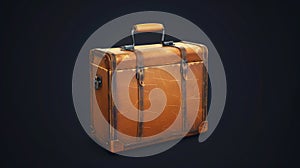 Travel suitcase, briefcase for luggage. Retro valise with handle and lock isolated on white background, side view