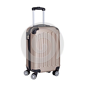Travel suitcase, hand luggage on wheels isolated on white