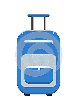 Travel Suitcase icon flat style. on wheels. Luggage isolated a white background. Vector illustration