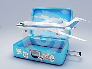 Travel suitcase. vacation concept 3d