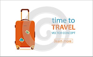 Travel suitcase vector cartoon colorful concept. Tourists packing luggage