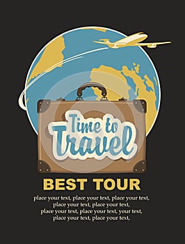 Travel suitcase and the words travel time