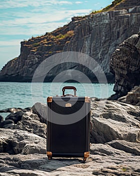 travel suitcases against an abstract background, embodying the essence of adventure and exploration.