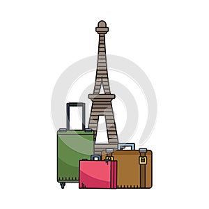 Travel suitcases and Eiffel tower design