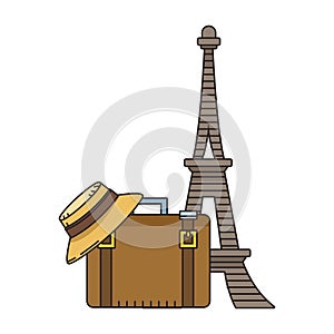 Travel suitcases and Eiffel tower design