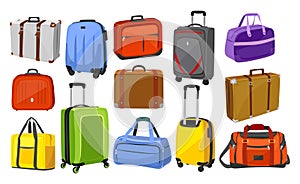 Travel suitcases vector set on white