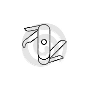 travel, swiss, knife, tool line icon on white background