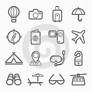 Travel symbol line icon set