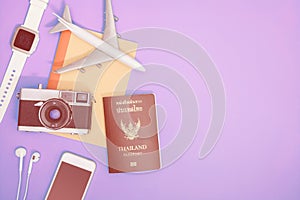 Travel technology gadgets and objects for travel concept