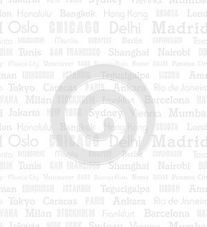 Travel texture - City names seamless pattern