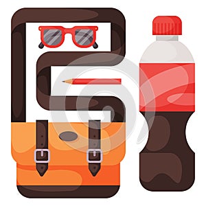 Travel time summer vacation vector accessory in flat style with traveling and tourism icons.