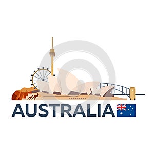 Travel to Australia, Sydney skyline. Vector illustration.