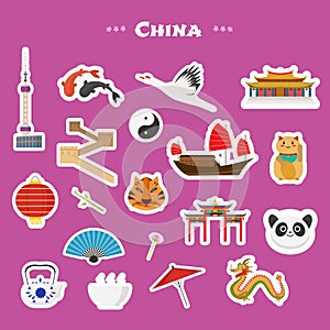 Travel to China, Beijing vector icons set