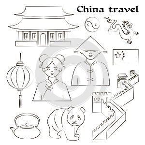 Travel to China. Set of icons