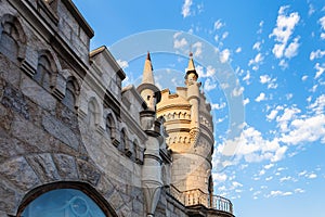 Wall and tower of Swallow Nest Castle in Crimea